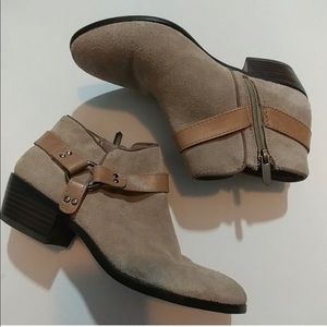 Sam Edelman suede taupe booties with heel
